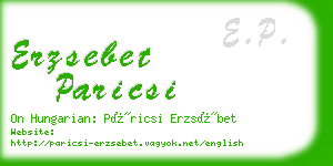 erzsebet paricsi business card